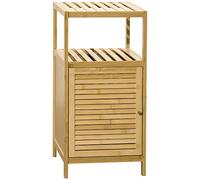 kleankin Armario de Baño Pequeño de Bambú con Puerta 33x36,5x67 cm Natural | Mueble Auxiliar de Baño, Estantería de Almacenaje para Baño, 4 Estantes, para Cocina Salón Dormitorio