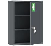 kleankin Armario de medicamentos para montaje en pared con cerradura, armario de pared de acero de 3 niveles, 40 x 15 x 53,5 cm, gris carbón