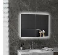 kleankin - Armario de pared con espejo con iluminación LED de baño, 2 en 1,3 niveles, altura ajustable, mueble de 2 puertas, dim. 90 x 15 x 70 cm, color blanco