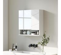 kleankin - Armario de pared con espejo para cuarto de baño, 2 puertas con estantes ajustables, diseño contemporáneo, 55 x 17 x 55 cm, color blanco