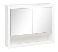 Kleankin Armario de Pared para Baño Armario Colgante con 2 Puertas de Vidrio y Estante de Almacenaje 80x20x65 cm Blanco Aosom España