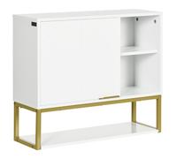 kleankin Armario de Pared para Baño con Puerta Estante Ajustable y Almacenamiento Inferior 60x20x51 cm Blanco Aosom España