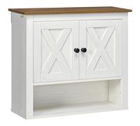 kleankin Armario de Pared para Baño Mueble de Baño Colgar con 2 Puertas y Estantes de Almacenamiento para Cocina Entrada Pasillo 60x19,5x52,5 cm Blanco
