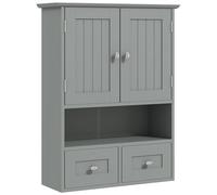 kleankin Armario de pared para cuarto de baño, armario de baño, con puertas dobles, estante abierto, 2 cajones para guardar, 50,8 x 17,8 x 66 cm, color gris