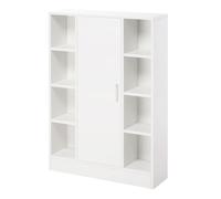 Kleankin armario de suelo para baño de madera con 8 compartimentos abiertos y 1 puerta con estantes ajustables mueble auxiliar multiusos para cocina salón 71x22x100 cm blanco