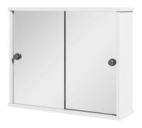 kleankin Armario Espejo Baño de Pared con Estante Ajustable y Puerta Corredera Doble para Lavabo 55x15x45 cm Blanco Brillante Aosom España