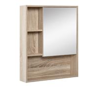 kleankin Armario con Espejo de Baño Montado en Pared con Estante Ajustable en Altura 60x15x76 cm Grano de Roble Aosom España
