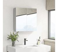 kleankin Armario Espejo de baño 60An x 15Pr x 60Al cm Alto Brillo Blanco | Armario de baño montado en pared, estante ajustable.