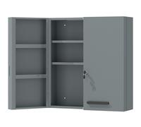 kleankin Armario médico, armario para medicamentos con cerradura con 2 puertas y 6 estantes, Gris carbón