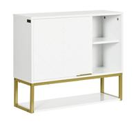 kleankin Armario para Baño de Pared Moderno Mueble para Baño Suspendido con 1 Asa de Acero y Estantes Ajustables para Cocina 60x20x51 cm Blanco
