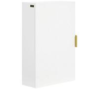 kleankin Armario para Baño de Pared Moderno Mueble para Baño Suspendido con 1 Asa de Acero y Estantes Ajustables para Cocina 40x15x60 cm Blanco
