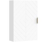 kleankin Armario para Baño de Pared Moderno Mueble para Baño Suspendido con 1 Asa de Acero y Estantes Ajustables para Cocina 40x15x60 cm Blanco BLANCO