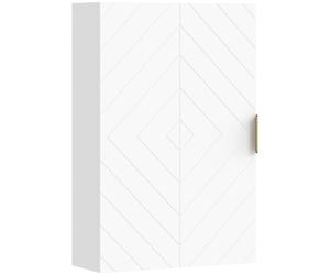 Kleankin Armario para baño Suspendido con 1 Asa de Acero y Estantes Ajustables Estilo Moderno 40x15x60 cm Blanco Aosom España