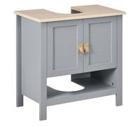 kleankin Armario para Debajo de Lavabo Compacto con 2 Puertas y Estante Interior Ajustable Mueble Auxiliar de Almacenamiento para Baño 60x30x60 cm Gris
