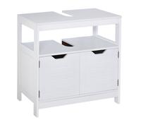 Kleankin armario para debajo de lavabo gabinete de baño con estante 2 puerta de almacenamiento dispositivo antivuelco resistente a la humedad 60x30x60 cm blanco