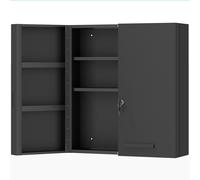 kleankin Armario para medicamentos, armario cerrable con 2 puertas y 6 estantes, Negro