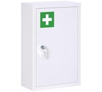kleankin Botiquín de 3 Pisos con Puerta con Cerradura 2 Llaves de Acero para baño, Cocina, Dim. 30 x 14 x 46 cm Blanco