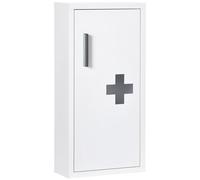 kleankin Botiquín de Pared de Acero Botiquín para Medicinas de 3 Niveles con Puerta Magnética para Cocina Baño 30x12x60 cm Blanco