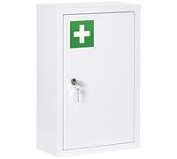 kleankin Botiquín de Pared de Acero 3 Niveles 30x14x46 cm Blanco