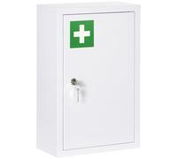 kleankin Botiquín de Pared Armario de Medicinas de Acero Armario con 3 Estantes y 2 Llaves para Baño 30x14x46 cm Blanco