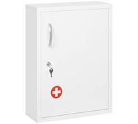 kleankin Botiquín para Medicinas de 3 Niveles Armario de Botiquín con Cerradura y 2 Llaves para Cocina Baño 40x15x53,5 cm Blanco Aosom España