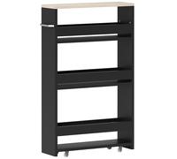 kleankin Carrito de almacenamiento de 3 niveles con estantería y ruedas con asa - 48x15x80 cm Negro Aosom España