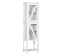 Kleankin columna auxiliar de baño armario alto de baño estantería para baño con 2 puertas de vidrio estantes ajustables y estante de almacenamiento 45x30x170 cm blanco