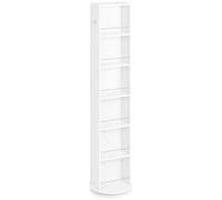 kleankin Columna Auxiliar de Baño Armario de Baño Armario Auxiliar de Baño Giratorio de 6 Niveles con Espejo de Cuerpo Entero para Dormitorio Aseo 36x36x171 cm Blanco