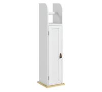 Kleankin columna de baño armario de baño con compartimento abierto puerta 2 estantes ajustables y portarrollo estilo moderno 20x20x80 cm blanco