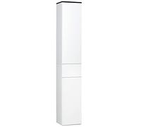 kleankin Columna de baño con 2 armarios y cajón 30x28x180 cm Blanco | Armario de baño alto, unidad que ahorra espacio con 2 puertas, estantes de madera ajustables.