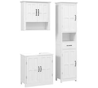 kleankin Conjunto 1 Columna de Baño 1 Mueble para Debajo del Lavabo y 1 Armario de Pared con Estante Ajustable Blanco Aosom España