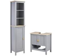 kleankin Conjunto de Baño Estilo Moderno 39x30x168 cm 60x30x60 cm Gris