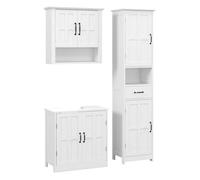 Kleankin conjunto de baño incluye 1 columna de baño 1 mueble para debajo del lavabo y 1 armario de pared con estante ajustable estilo moderno blanco 164 cm