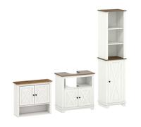 Kleankin conjunto de baño incluye 1 mueble para debajo del lavabo 1 armario alto de baño y 1 armario de pared para baño estilo clásico blanco