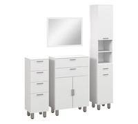 Kleankin conjunto de baño incluye 2 mueble auxiliar de baño 1 columna de baño y 1 espejo de baño con luces led función de memoria interruptor blanco brillante