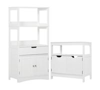 Kleankin conjunto de baño juego de armario de baño con cajón 3 estantes y mueble para debajo del lavabo con 2 puertas antivuelco 60x33x122,5 cm 60x30x60 cm blanco