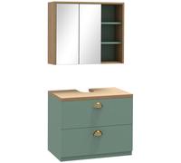 kleankin Conjunto de muebles de baño con estantes ajustables 2 cajones diseño escandinavo Verde Aosom España