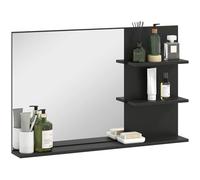 kleankin Espejo de Baño con 2 Estantes Laterales 75x10x48 cm Negro