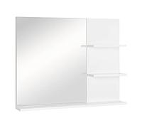 kleankin Espejo de Baño con 3 Estantes Incorporados 60x10x48 cm Blanco | Para Colgar en la Pared, Espejo de Pared