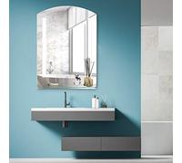 kleankin Espejo de Baño con Luces LED 70x50 cm Espejo para Baño con Interruptor Táctil Iluminación Regulable y Estante de Vidrio para Salón Entrada Plata