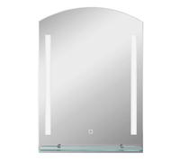 Kleankin espejo de baño con luces led 70x50 cm espejo para baño con interruptor táctil iluminación regulable función de memoria y estante de vidrio para salón entrada plata