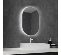 kleankin Espejo de Baño con Luces LED 81x51 cm Espejo de Pared con 3 Colores Ajustables Decoración Acrílica Función Antivaho Interruptor Táctil IP44 Horizontal o Vertical Plata