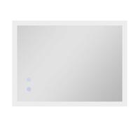 kleankin Espejo de Baño con Luces LED Regulable en 3 Colores, 80x60 cm, Espejo de Pared, Antivaho, Luces Retroiluminado, Función de Memoria, Ajuste de Brillo, Interruptor Táctil, Horizontal/Vertical