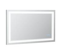 kleankin Espejo de Baño con Luz LED 100x60 cm Espejo de Pared con Interruptor Táctil 3 Luces Ajustable Función de Memoria y Marco de Aluminio Espejo Colgante en 2 Formas Plata