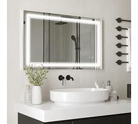 kleankin Espejo de Baño con Luz LED 100x60 cm Espejo de Pared con Interruptor Táctil 3 Luces Ajustable Función de Memoria y Marco de Aluminio Espejo Colgante en 2 Formas Plata