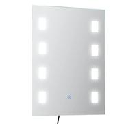 kleankin Espejo de Baño con Luz LED 14,5 W 70x50 cm Espejo para Baño con Interruptor Táctil Función de Antivaho y Marco de Aluminio Plata