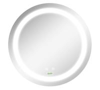 kleankin Espejo de Baño con Luz LED Ø50x4,6 cm Espejo Redondo de Pared con Interruptor Táctil 3 Luces Ajustables Función de Memoria y Antivaho Marco de Aluminio Plata