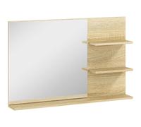 kleankin Espejo de Baño de Pared con 2 Estantes Laterales y Balda Inferior 75x10x48 cm Madera Natural Aosom España