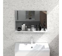 kleankin Espejo de Baño de Pared con Estante Abierto, 60x12x40 cm, Blanco | Estilo Moderno, para Entrada, Pasillo
