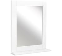 kleankin Espejo de Baño Espejo de Pared Moderno con Estante de Almacenaje y Marco de Madera 50x11,5x60 cm Blanco